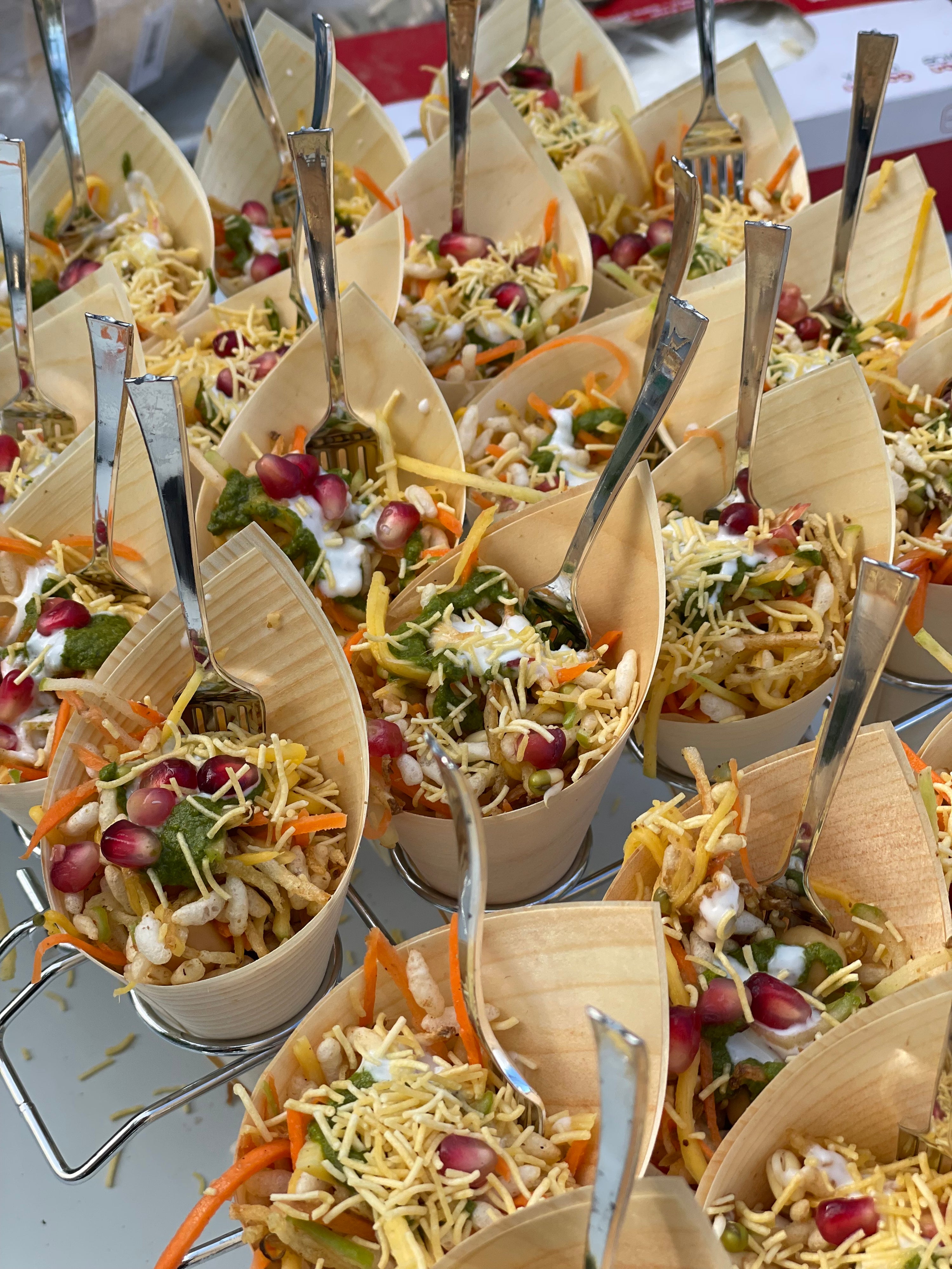 Mini Pukka Chaat salads for stand up event