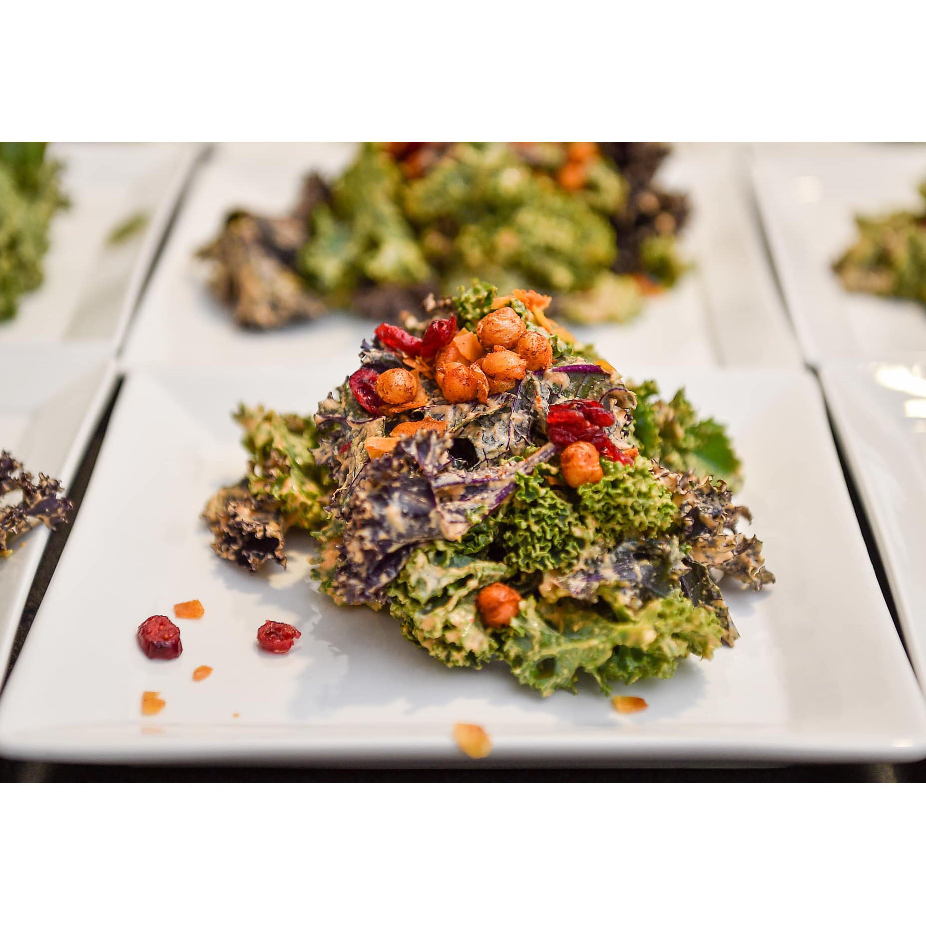 Individually plated Pukka kale salad